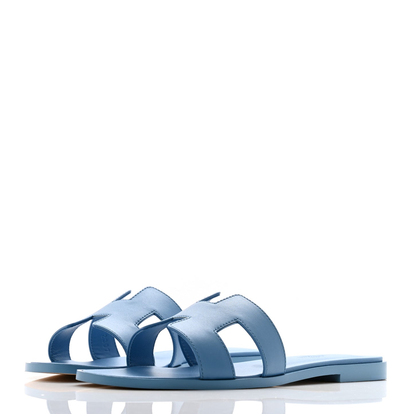 Box Calfskin Oran Sandals 37.5 Bleu Cameo