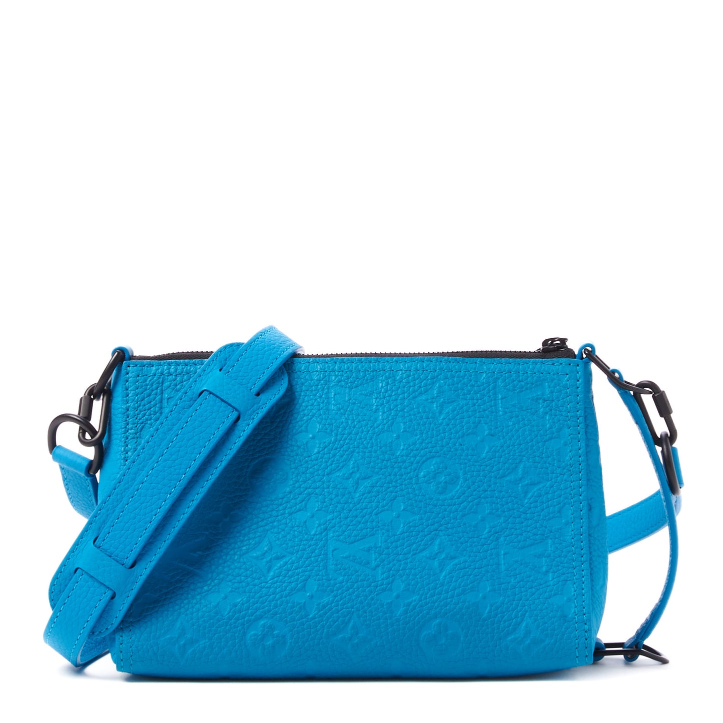 Taurillon Monogram Triangle Messenger Turquoise