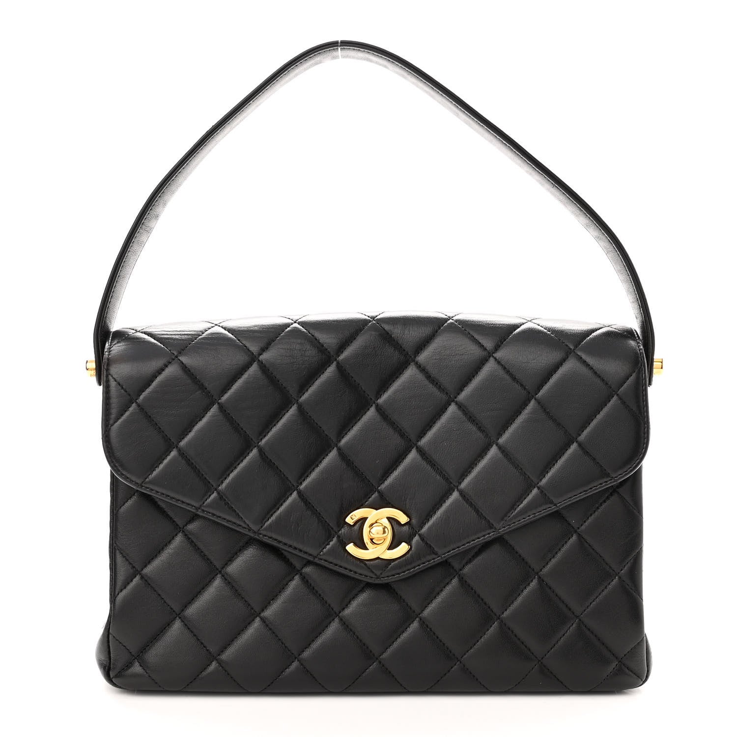 Chanel Lambskin Quilted CC Flap Shoulder Bag Black 1 of 10