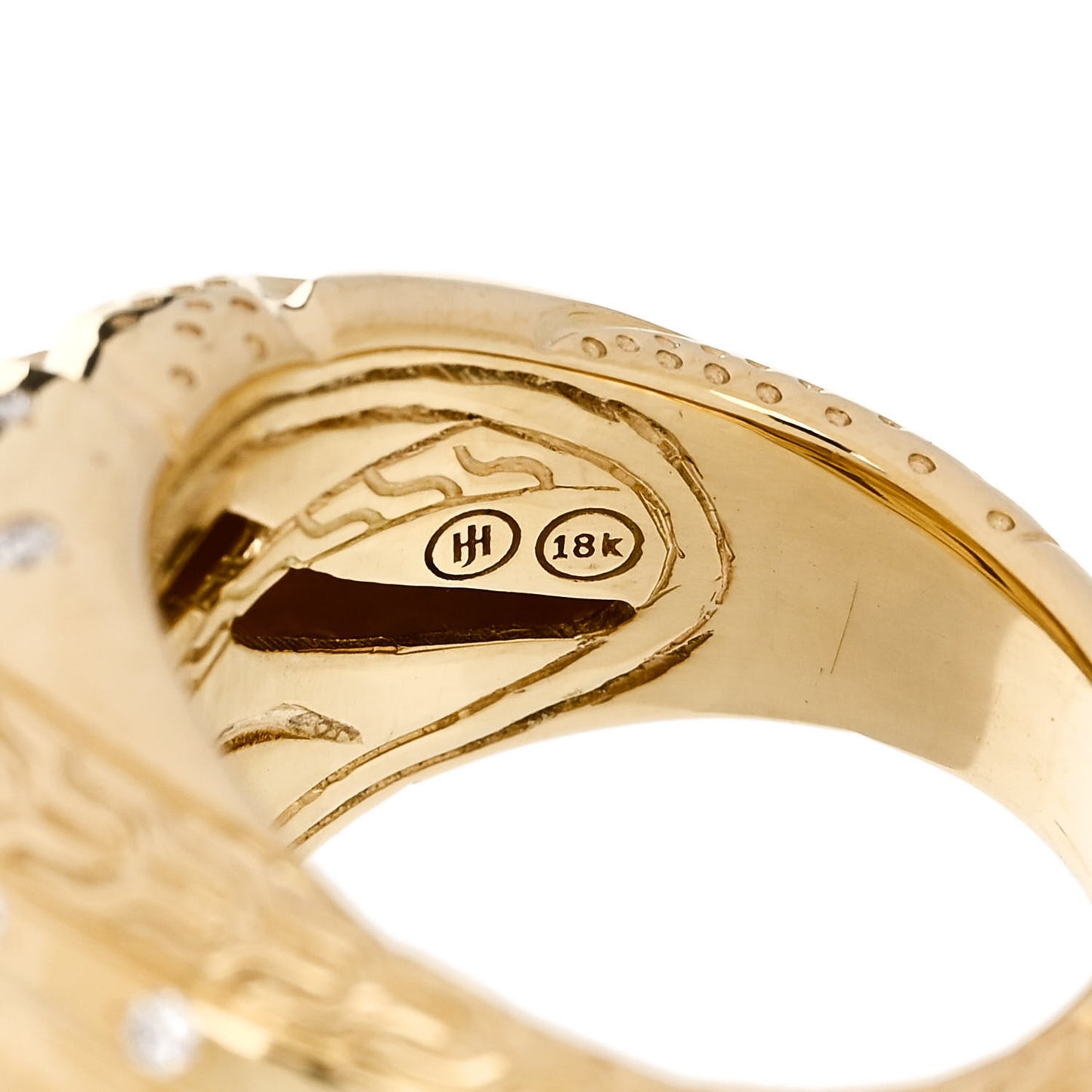18K Yellow Gold Grey Diamond Lahar Dome Ring 54 7