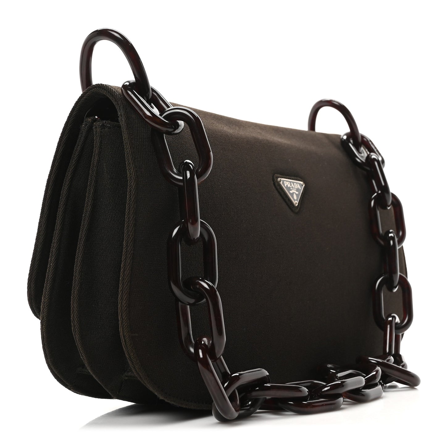 Tessuto Nylon Swing Chain Shoulder Bag Brown