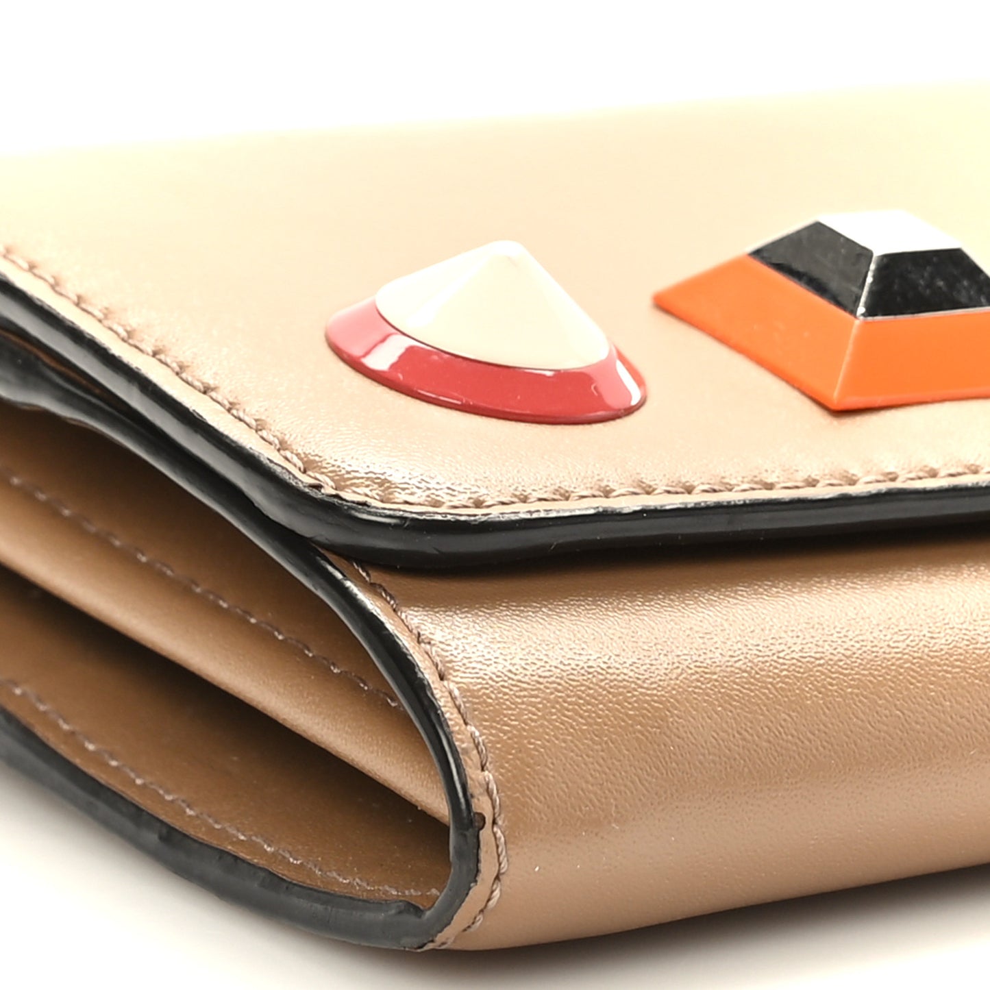 Vitello Liberty Studded Continental Wallet On Chain Brown Multicolor