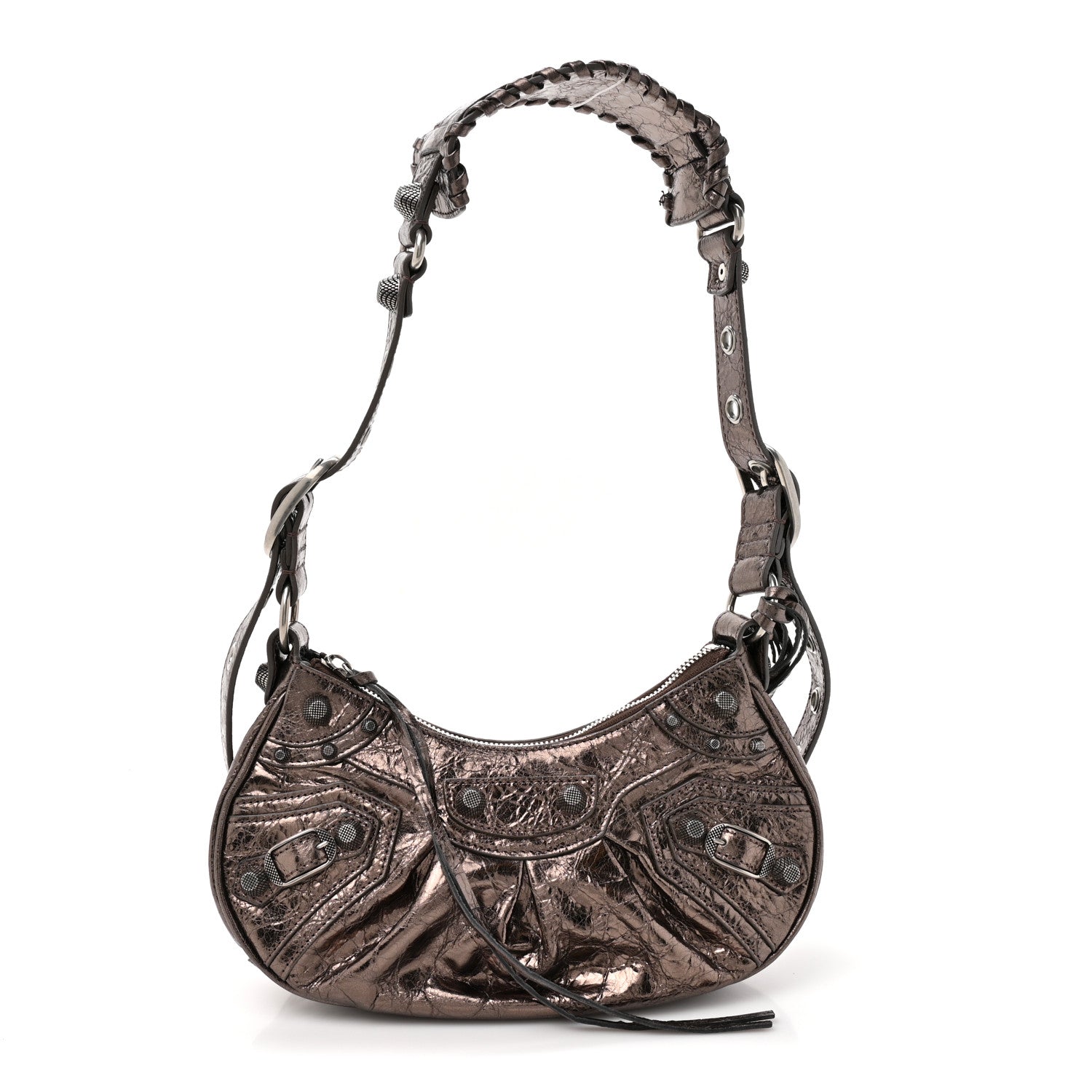 Balenciaga Metallic Agneau Arena Le Cagole Shoulder Bag XS Dark