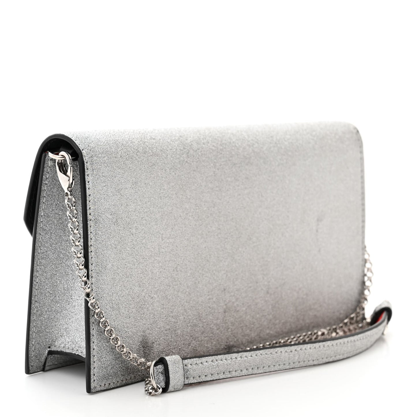 Glitter Calfskin Loubi54 Crossbody Clutch Silver