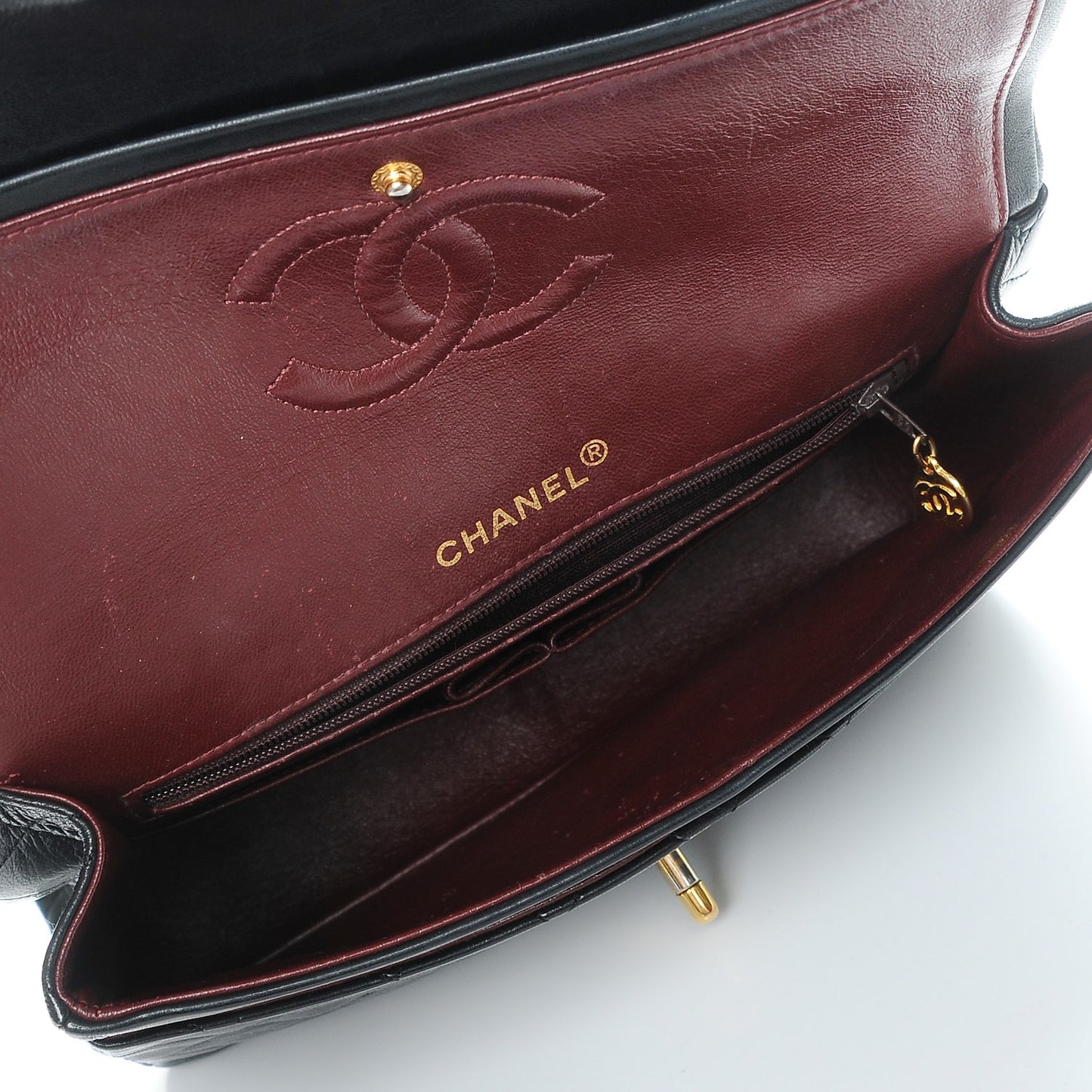 Lambskin Quilted Medium Double Flap Black