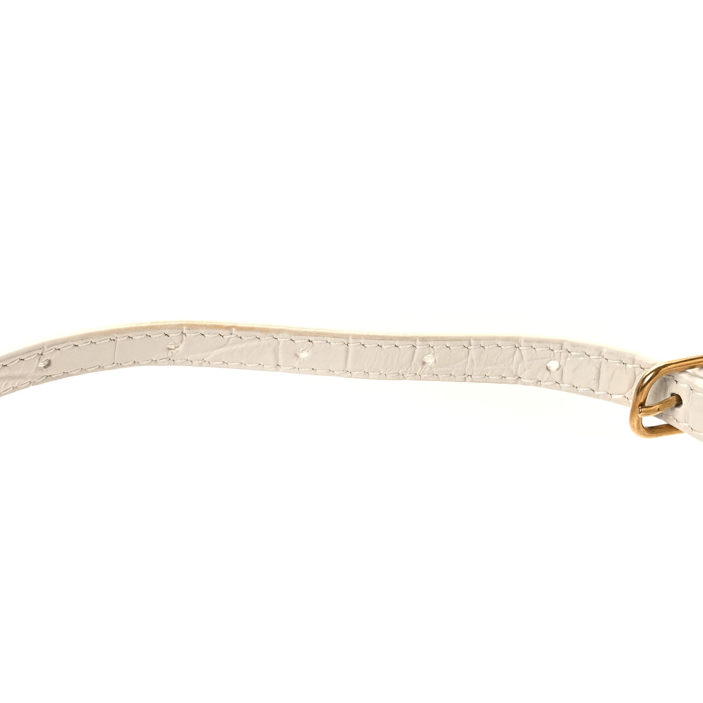 Shiny Calfskin Crocodile Embossed Small Hourglass Top Handle Bag White