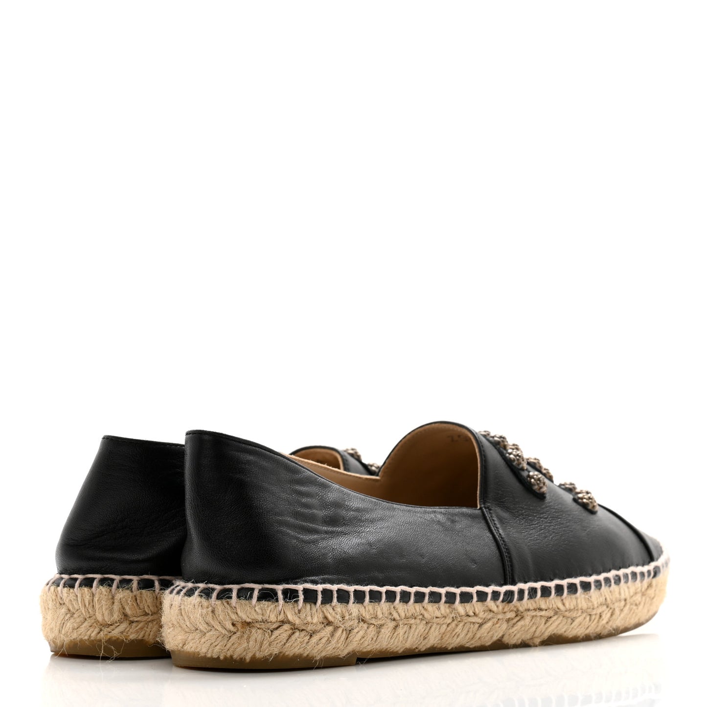 Lambskin Camellia CC Stud Espadrilles 40 40 Black