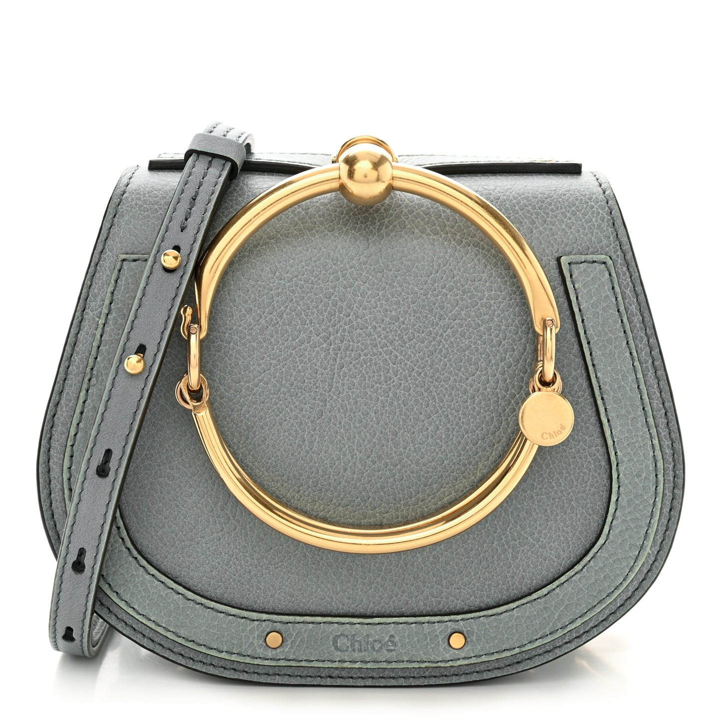 Calfskin Suede Small Nile Bracelet Bag Cloudy Blue