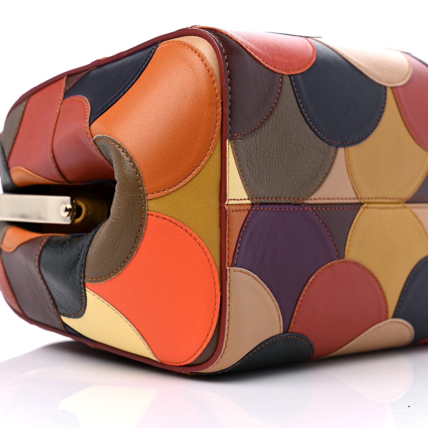 Shiny Calfskin Scalloped Patchwork Medium Joyce Multicolor