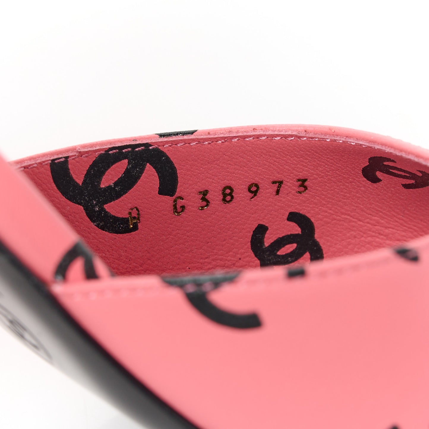 Printed Lambskin Coco Beach Sandals 38 Pink Black