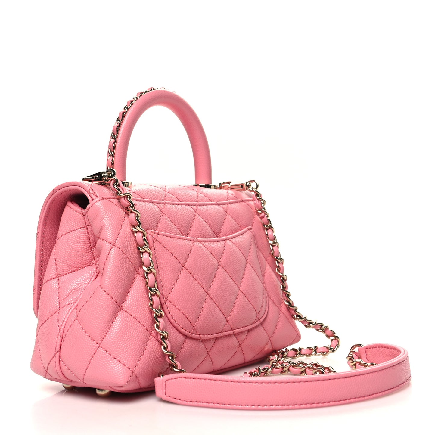 Caviar Quilted Extra Mini Coco Chain Handle Flap Pink