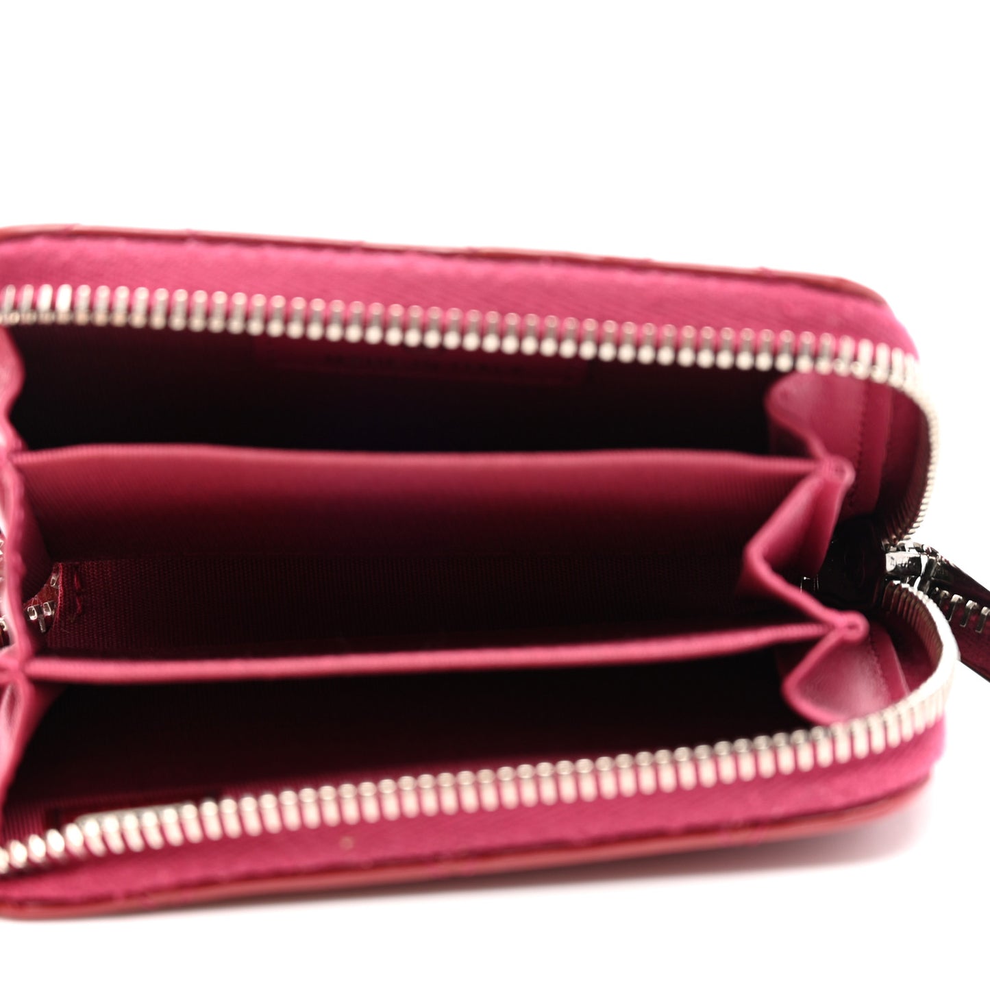 Patent Calfskin Quilted Brilliant Zip Coin Purse Wallet Red
