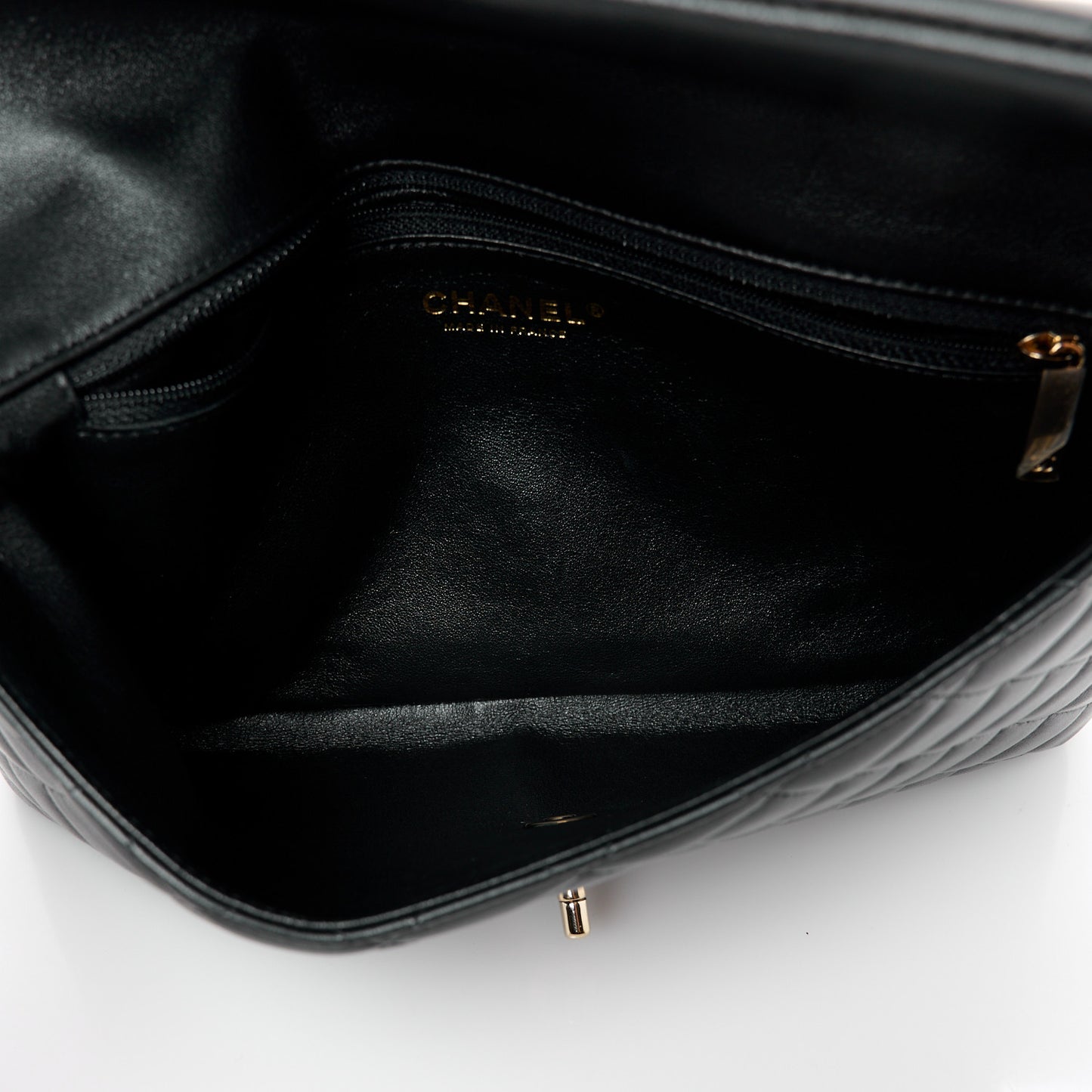 Lambskin Quilted Flap Clutch Black