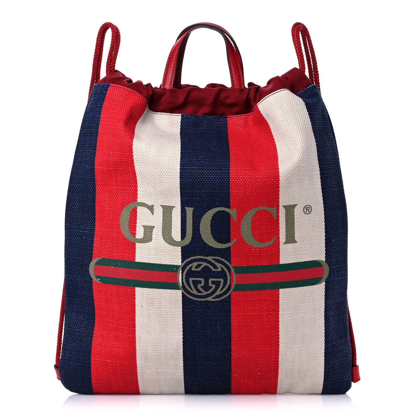 Canvas Logo Sylvie Stripe Drawstring Backpack Red