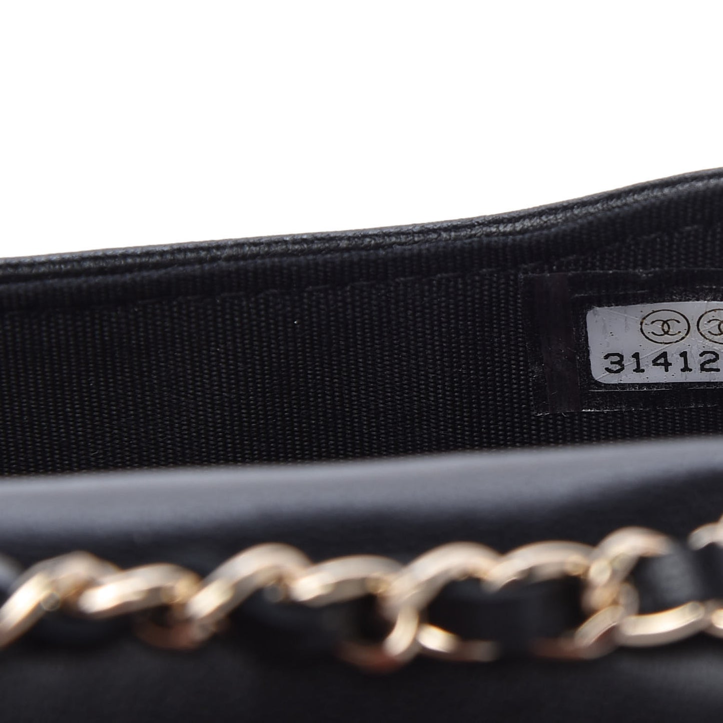 Lambskin Camellia Embossed Chain Belt Bag Black