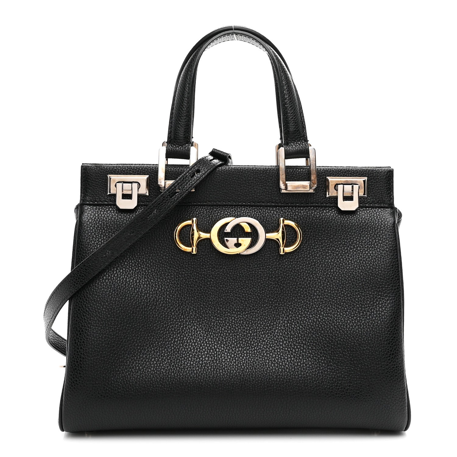 Gucci Grainy Calfskin Small Zumi Top Handle Bag Black 1866526