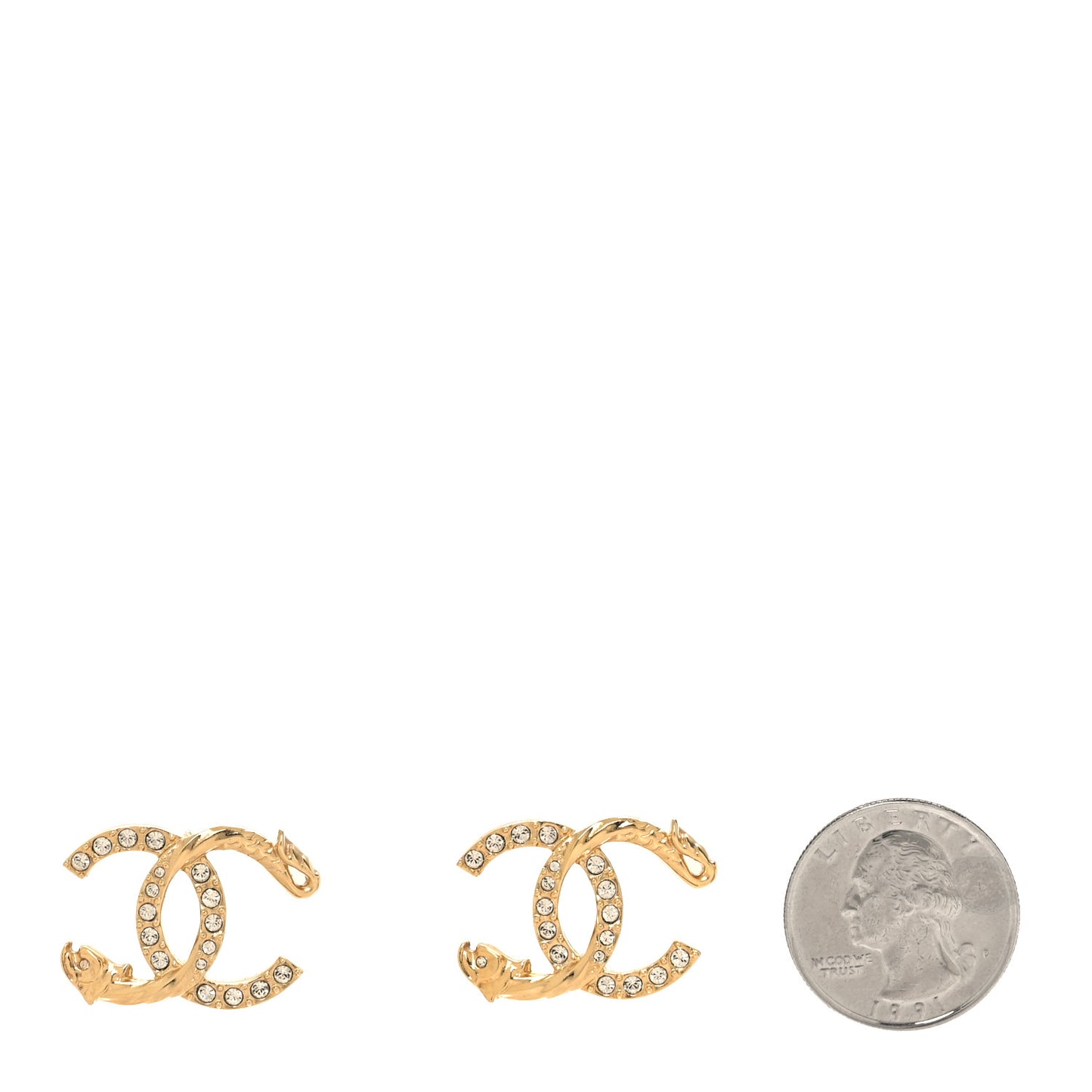 Textured Metal Crystal CC Dragon Earrings Gold