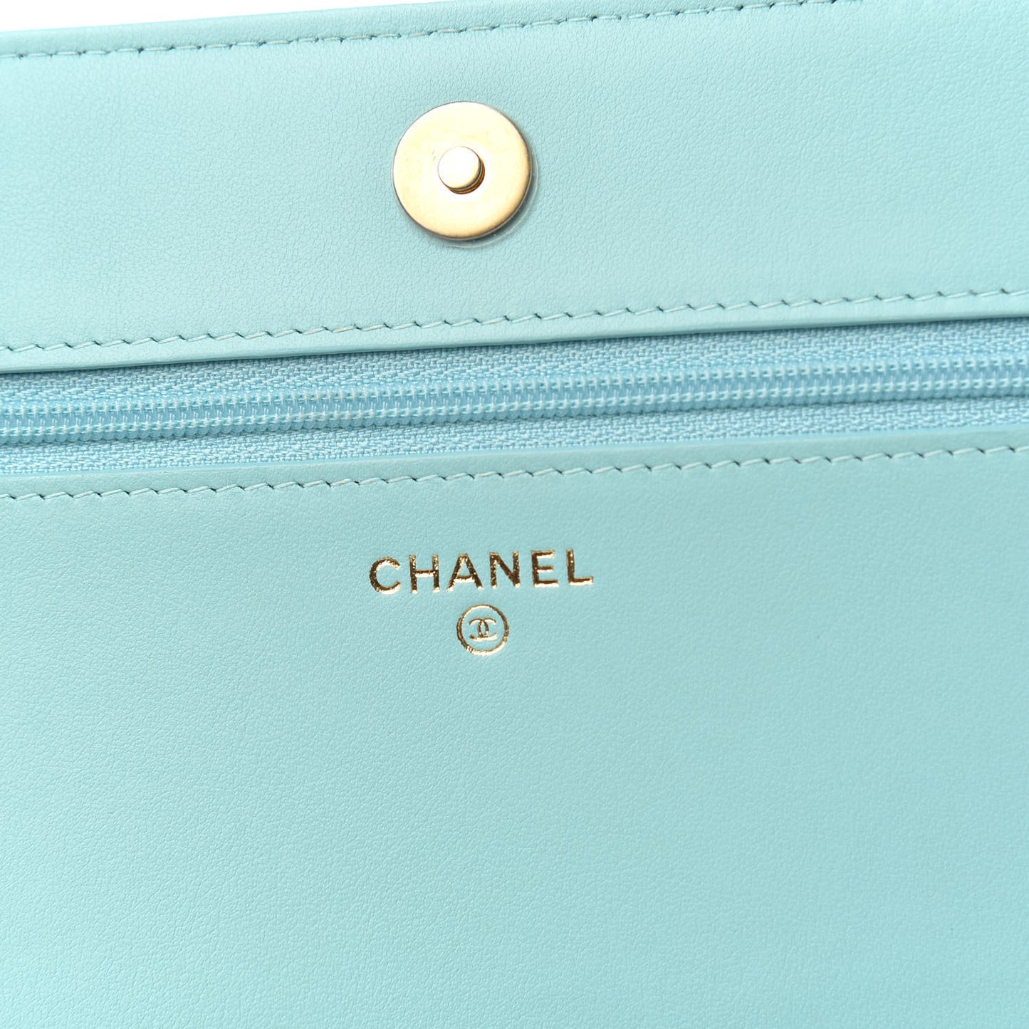 Caviar Quilted Boy Wallet On Chain WOC Light Blue