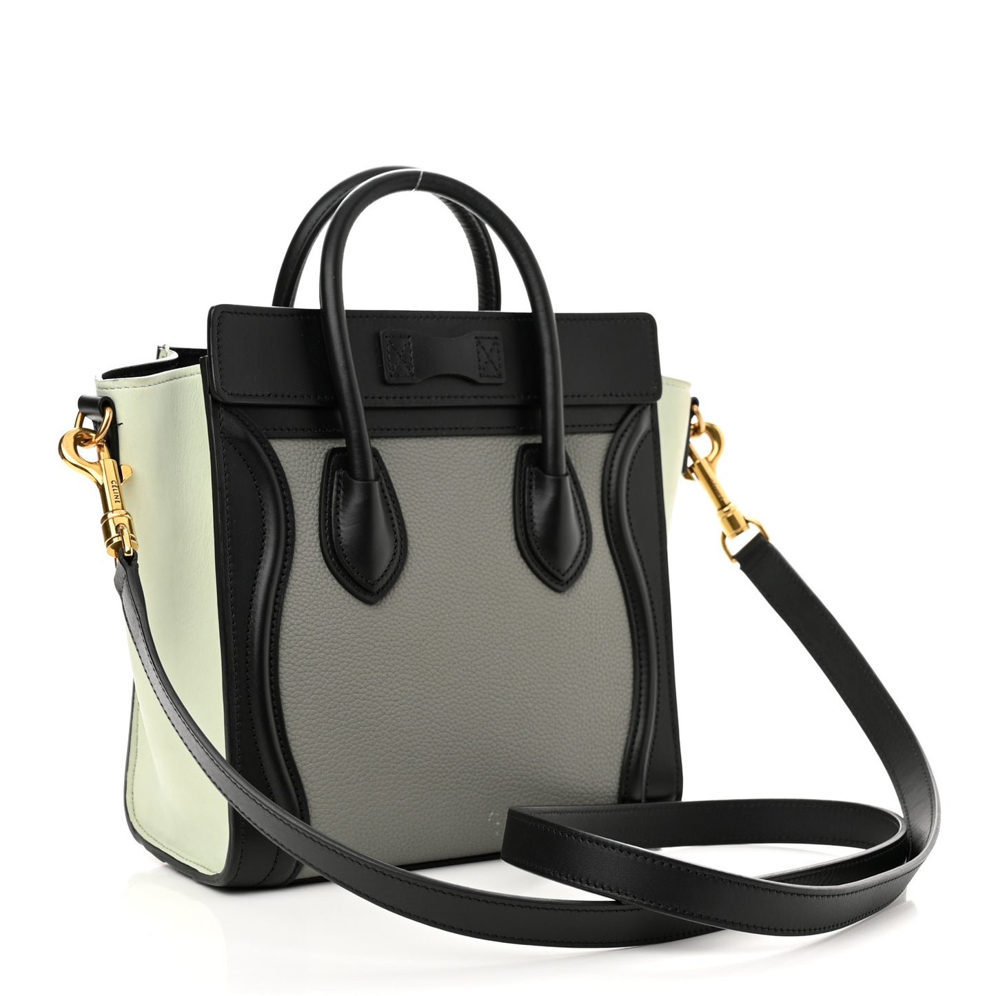 Baby Grained Calfskin Nano Tri-Color Luggage Zinc Almond