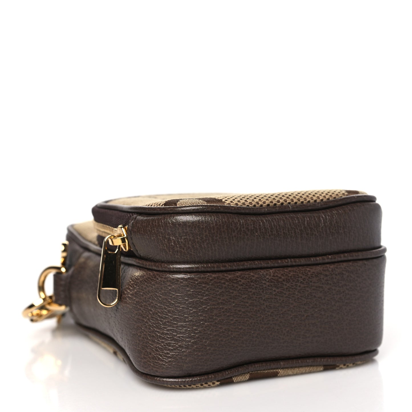 Monogram Jumbo GG Textured Dollar Calfskin Web Shoulder Bag Camel Ebony New Acero