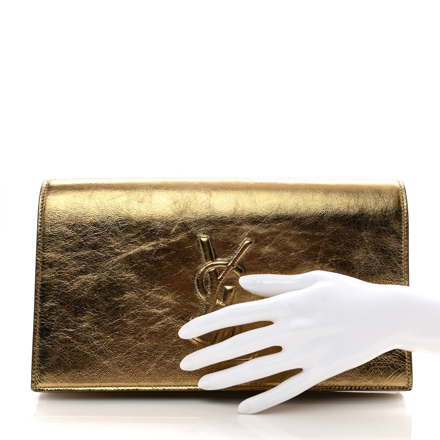 Saint Laurent Metallic Calfskin Monogram Large Belle De Jour Clutch Gold 2 of 10