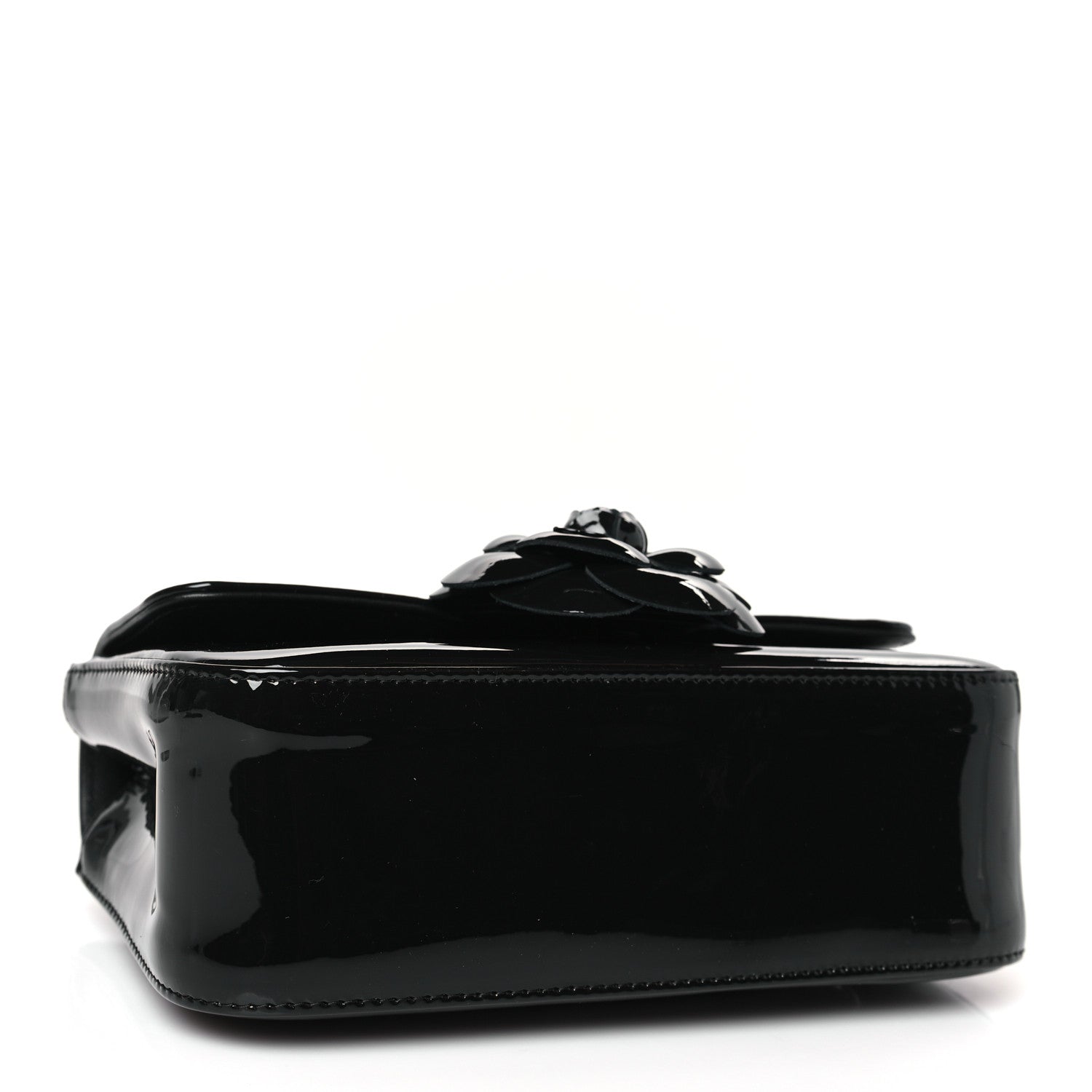 Chanel Patent Calfskin Small Camellia Flap Black 4 of 9