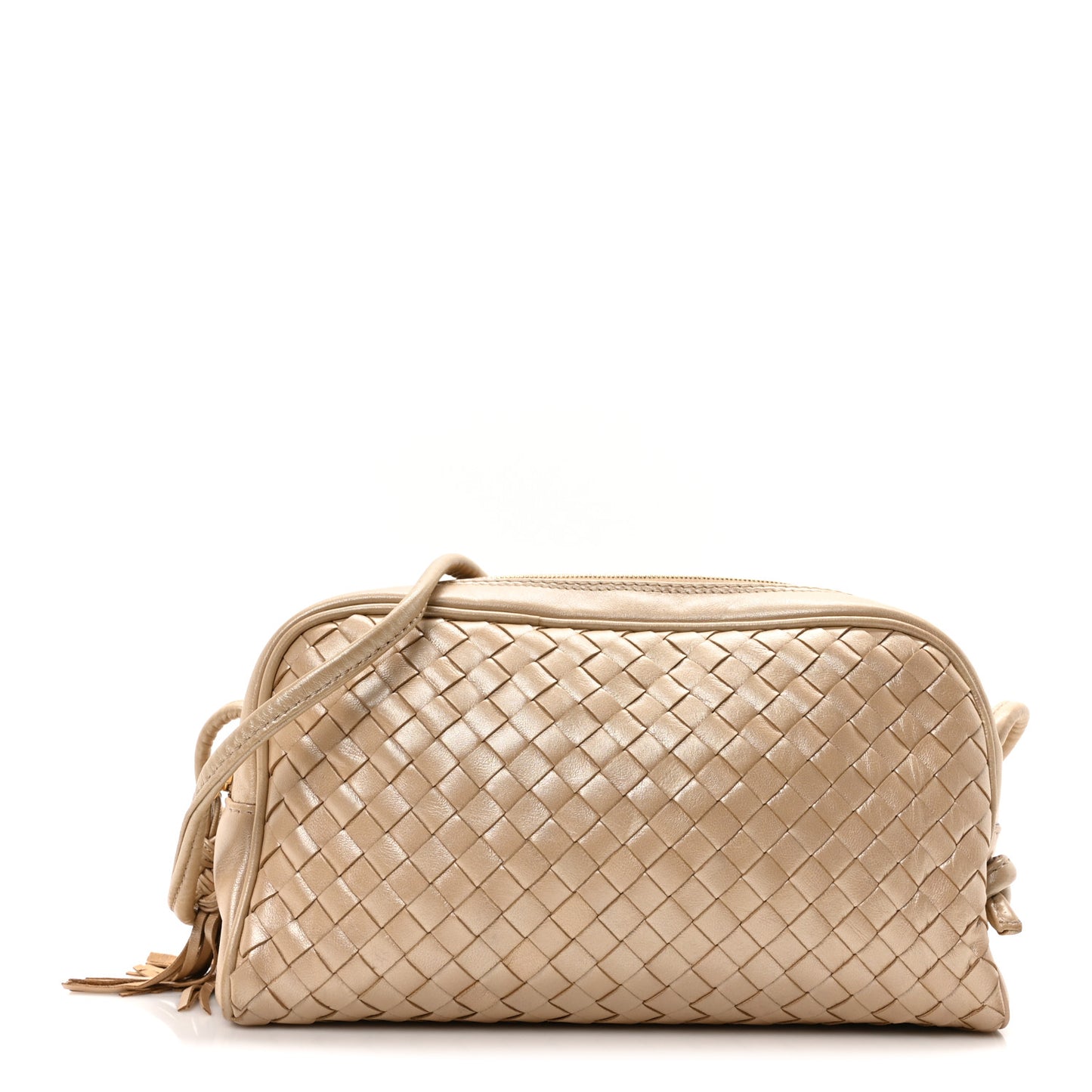 Metallic Nappa Intrecciato Mini Crossbody Rose Gold