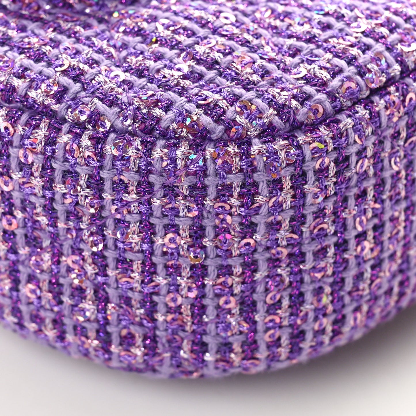 Tweed Sequin Quilted Baywatch Top Handle Flap Purple