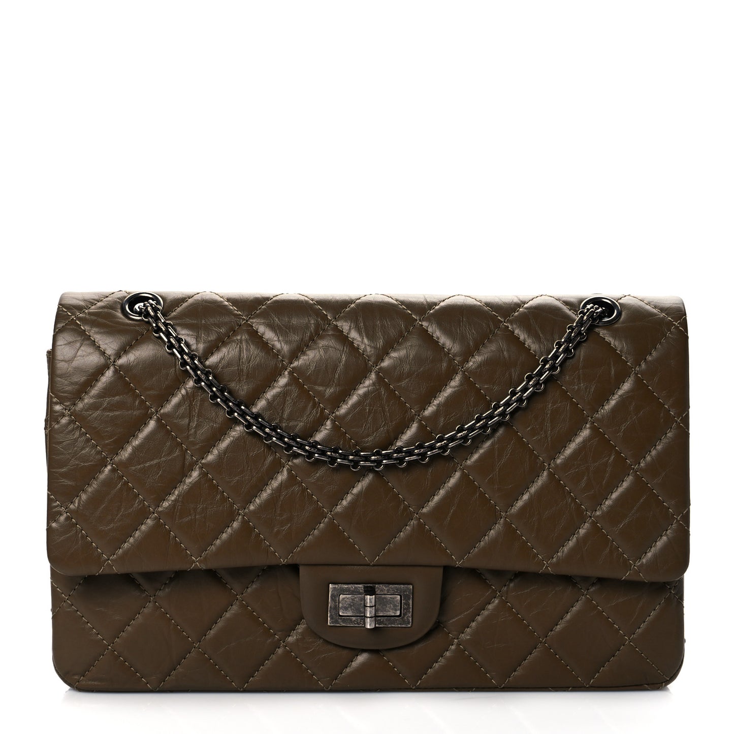 Aged Calfskin Quilted 2.55 Reissue 227 Flap Dark Brown