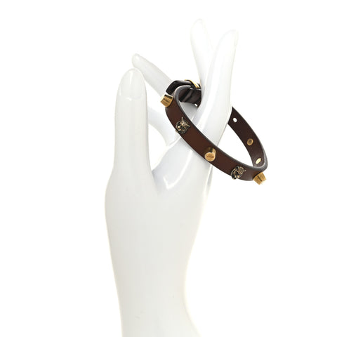 Calfskin Feline Head Spike Bracelet Cuoio