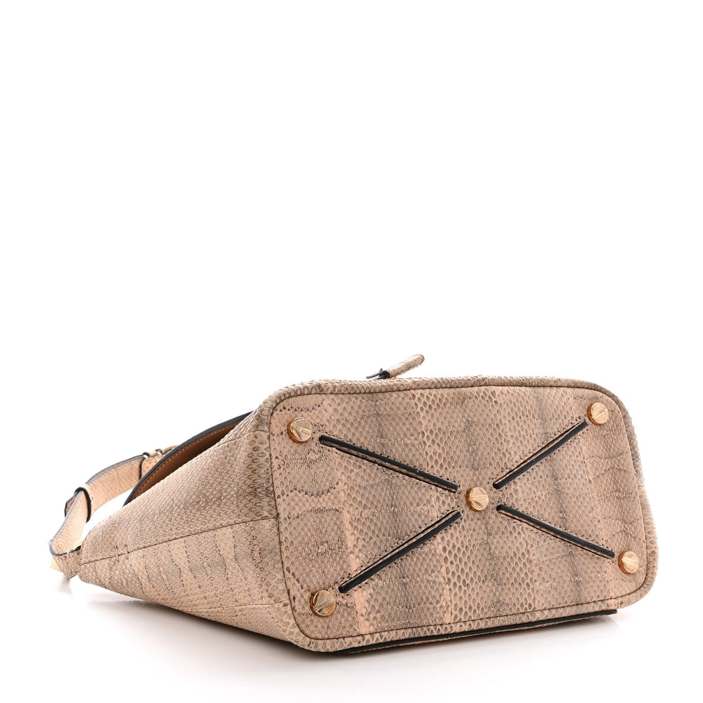 Snakeskin Small Demilune Double Handle Satchel Beige