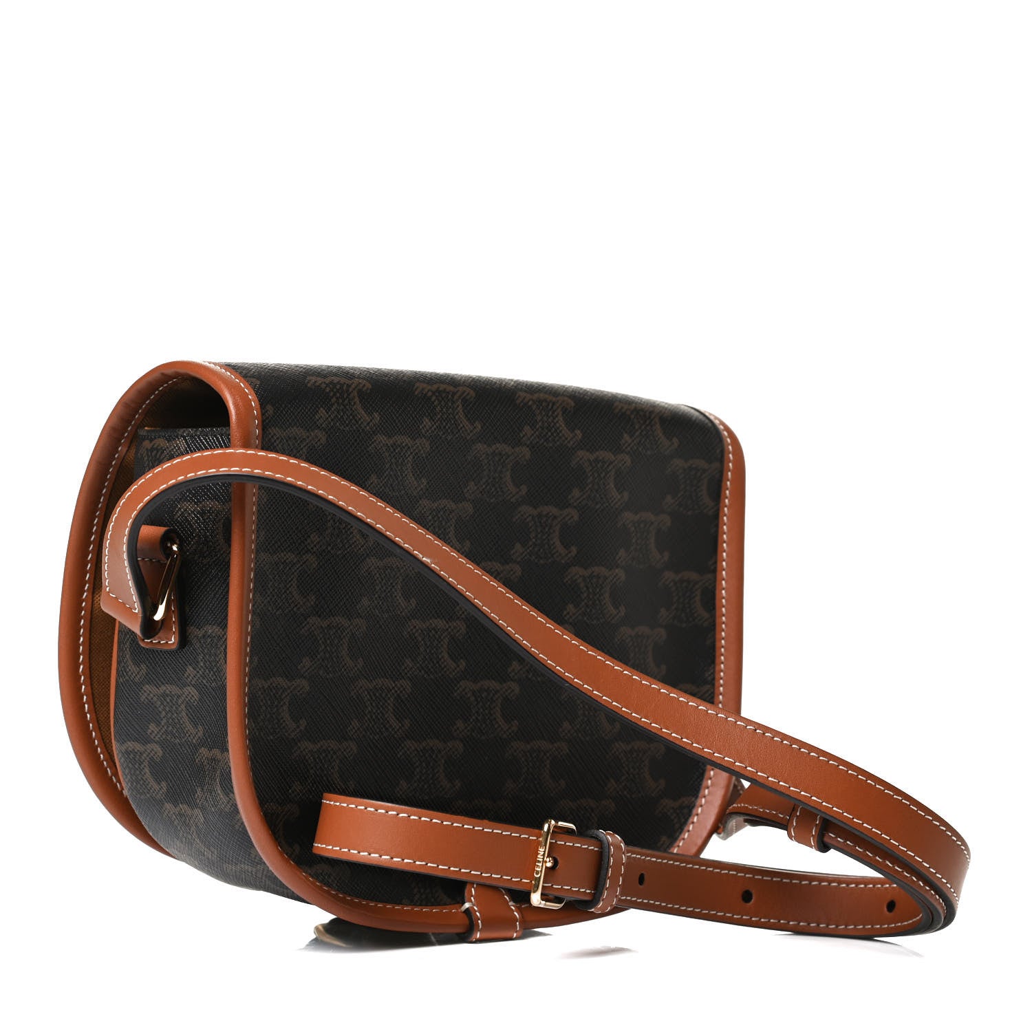 Celine Triomphe Canvas Medium Folco Bag Tan 3 of 11
