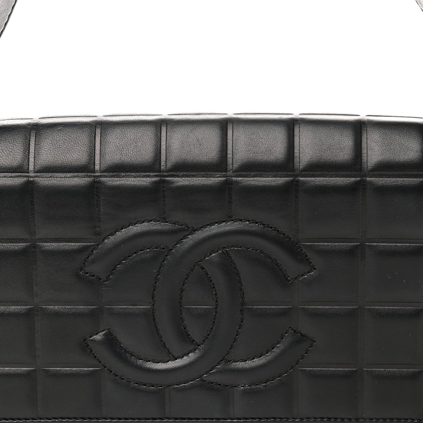 Lambskin Quilted CC Chocolate Bar Flap Black