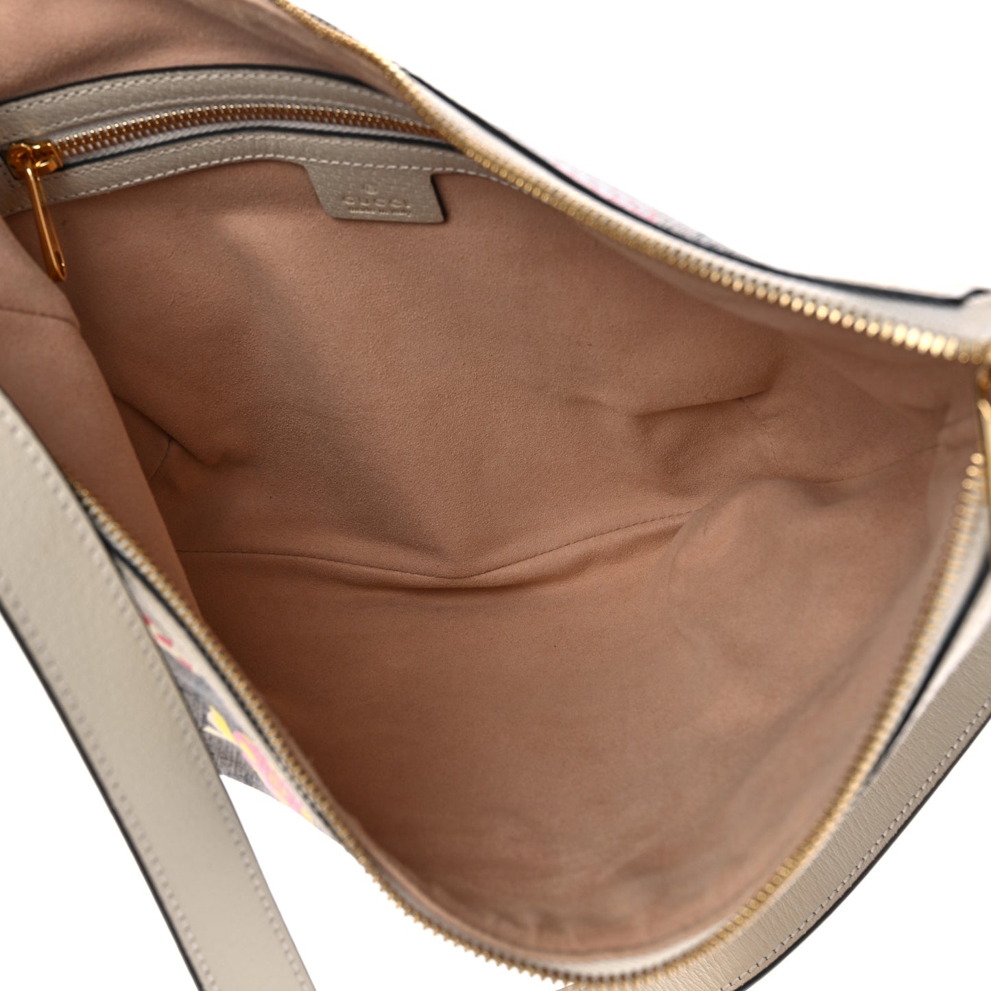 GG Supreme Monogram Les Pommes Small Ophidia Half Moon Hobo Beige Multicolor Mystic White