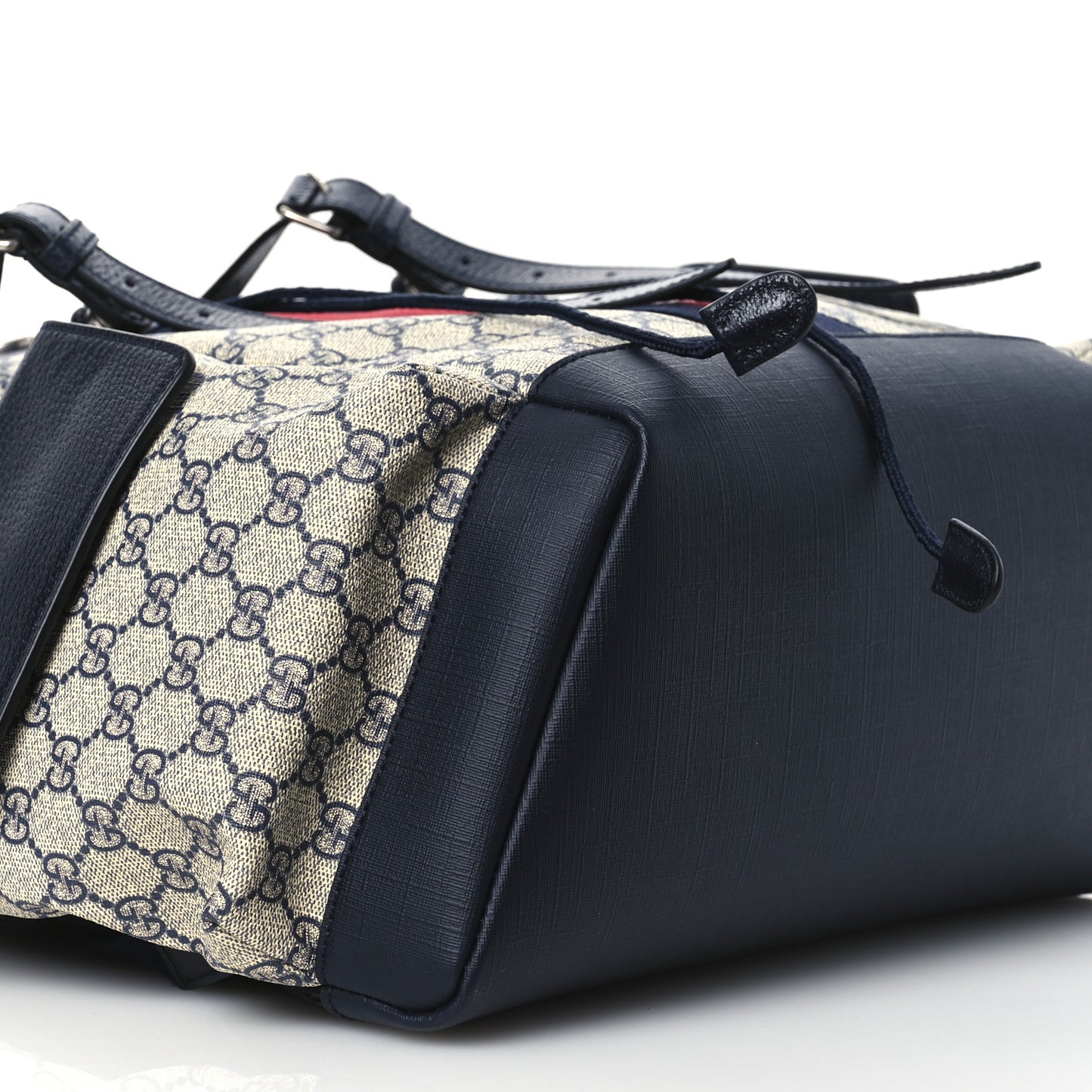 GG Supreme Monogram Medium Ophidia Double Buckle Backpack Beige Blue Black