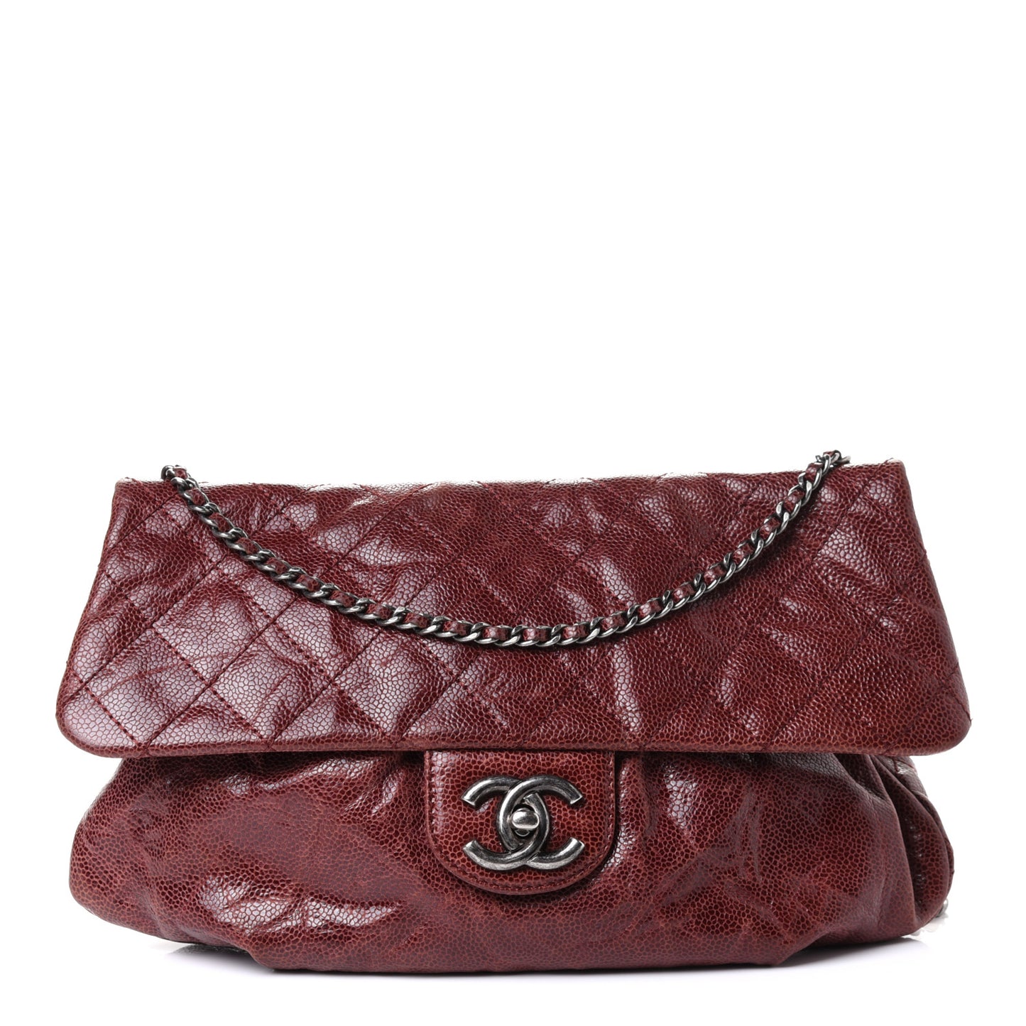 Caviar Quilted Medium Elastic Flap Bordeaux