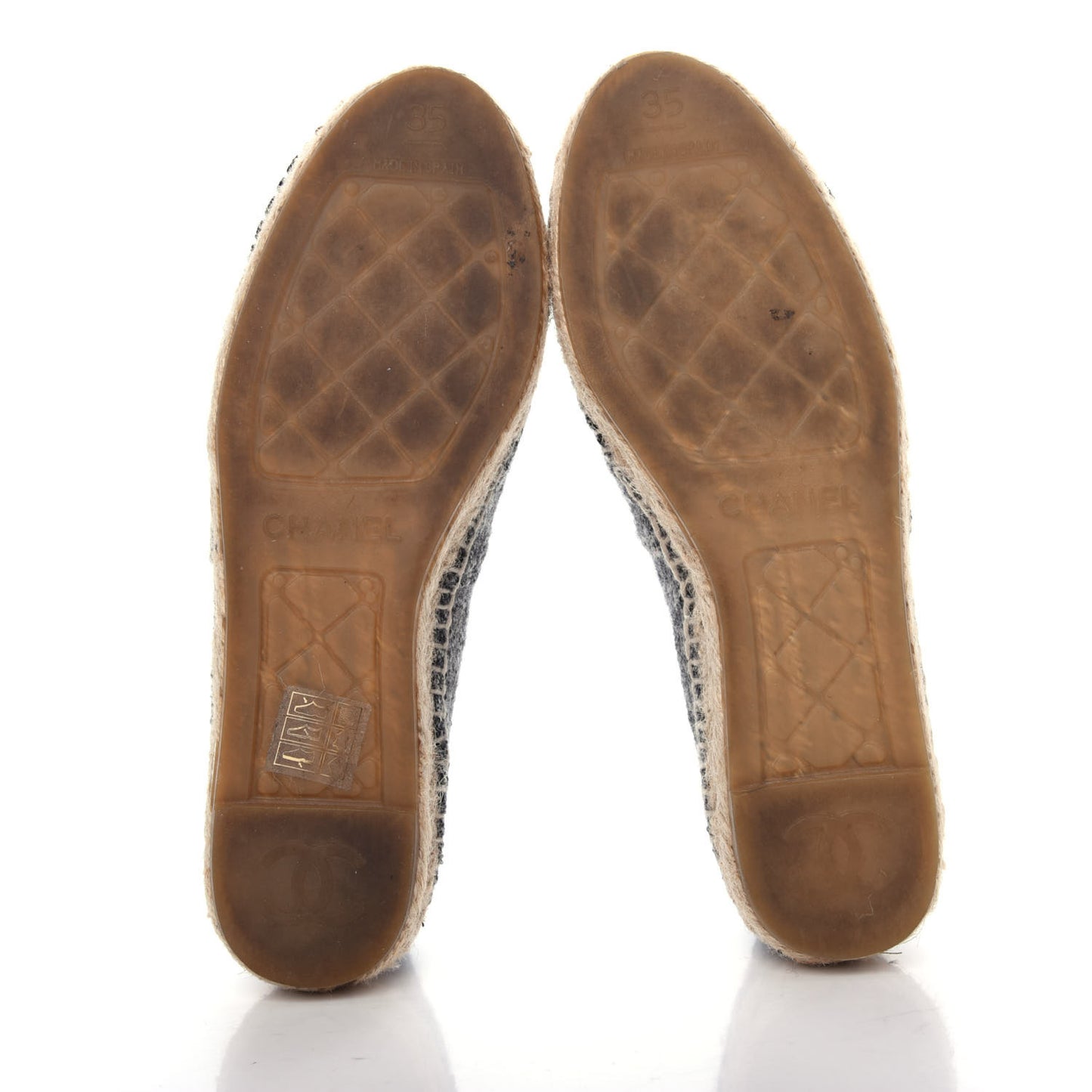 Tweed Velvet CC Espadrilles 35 Grey Black