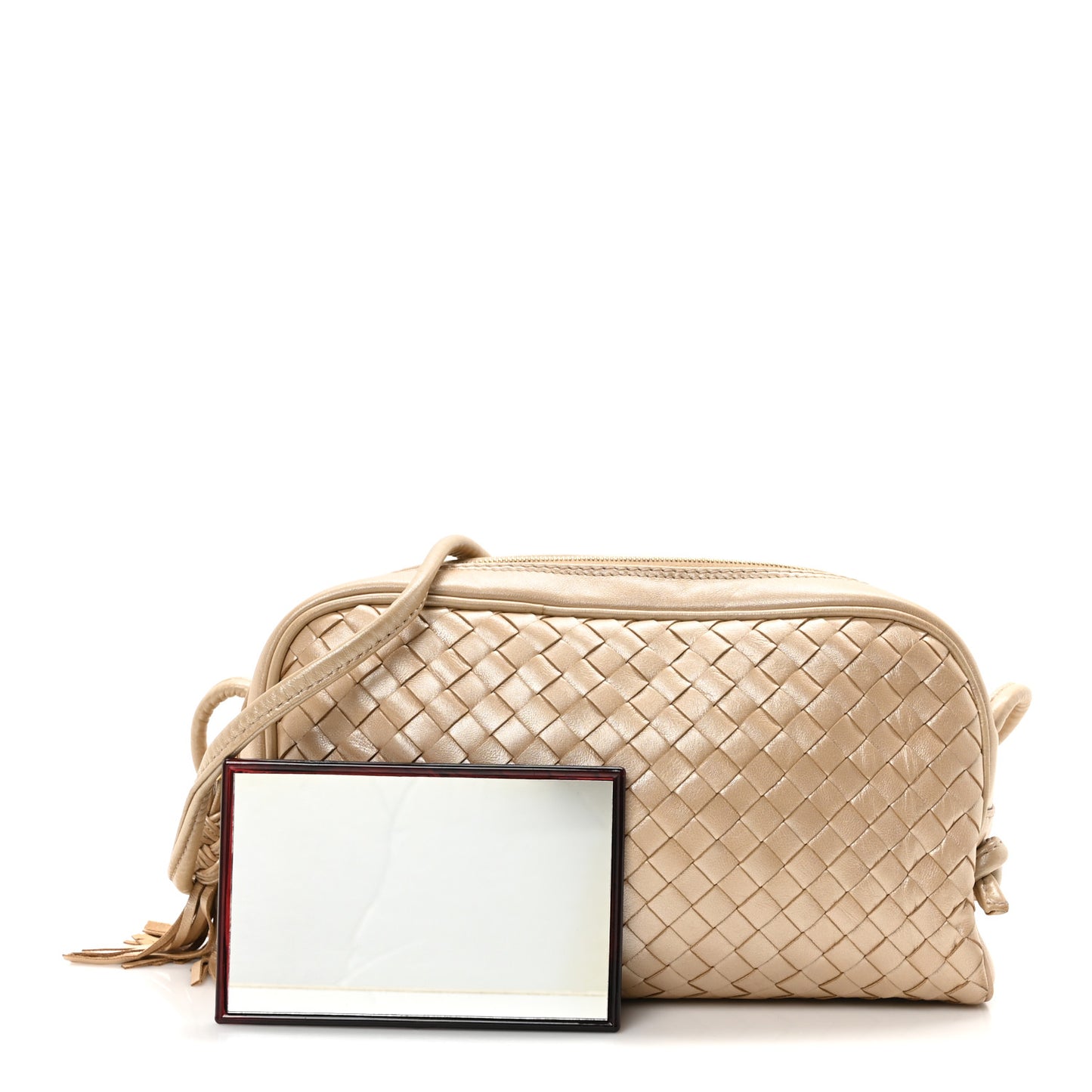 Metallic Nappa Intrecciato Mini Crossbody Rose Gold
