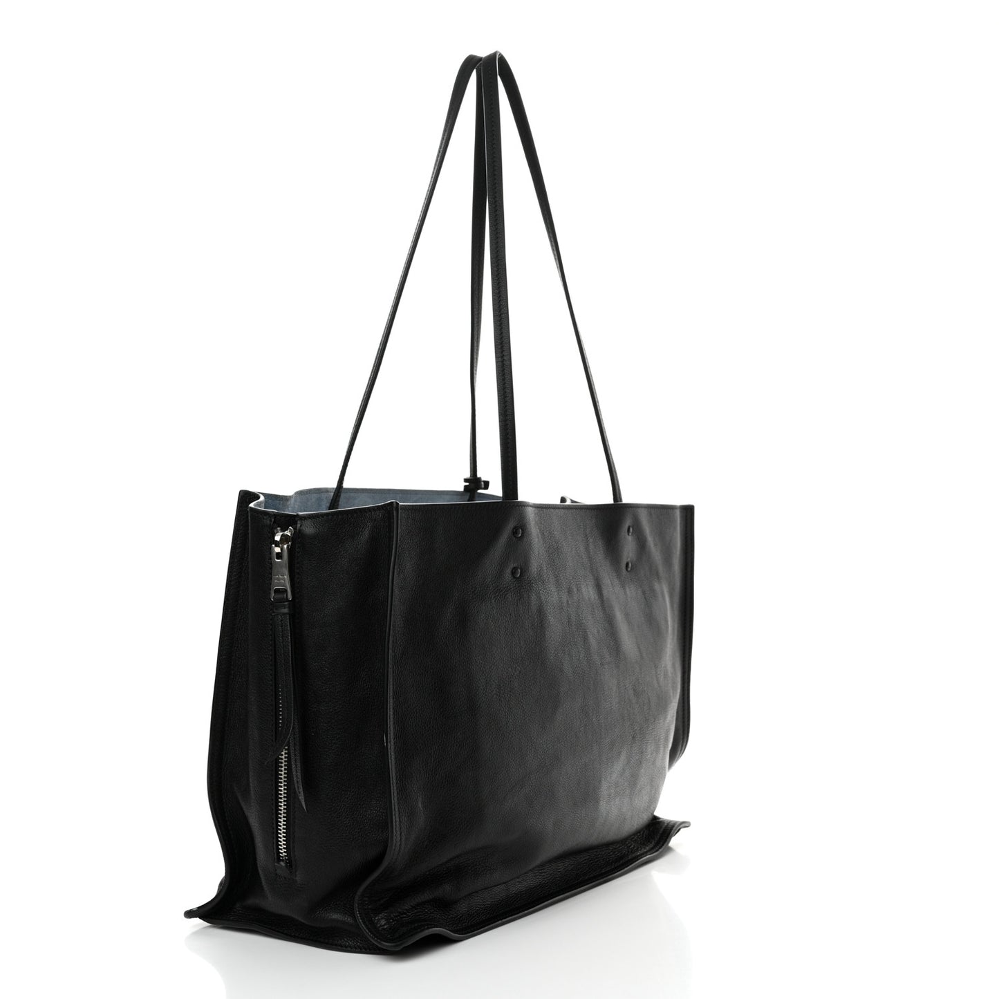 Glace Calfskin Etiquette Shopping Bag Black Astrale