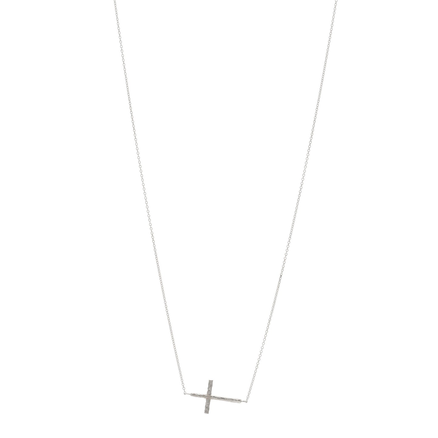 Sterling Silver Paloma Picasso Hammered Sideways Cross Pendant Necklace