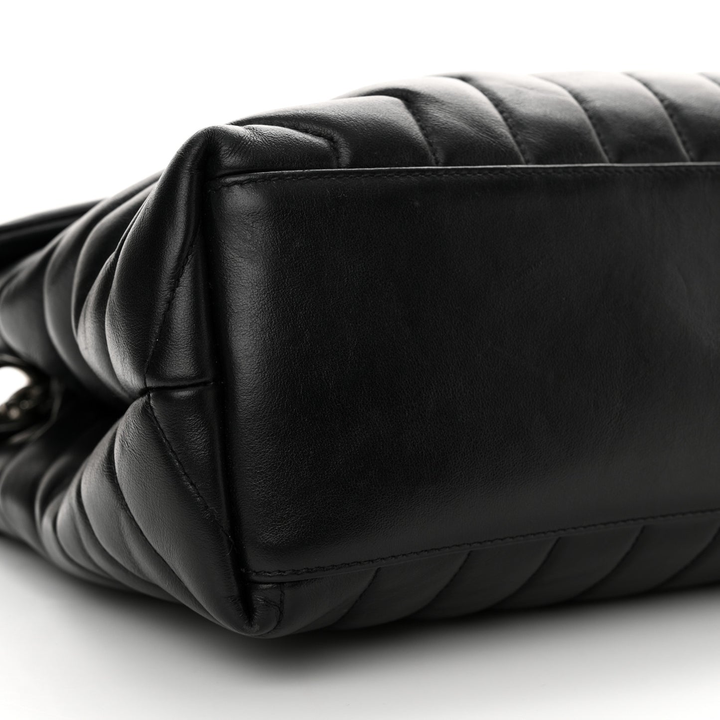 Calfskin Y Quilted Monogram Medium Loulou Chain Satchel Black