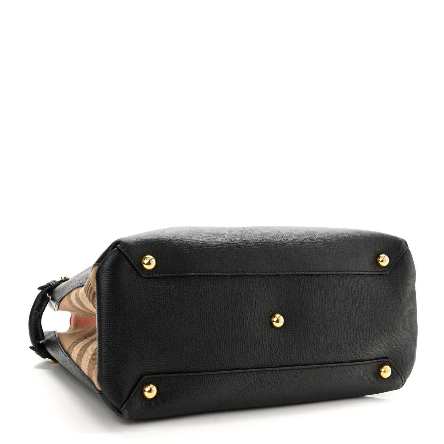 Grainy Calfskin House Check Medium Banner Tote Black