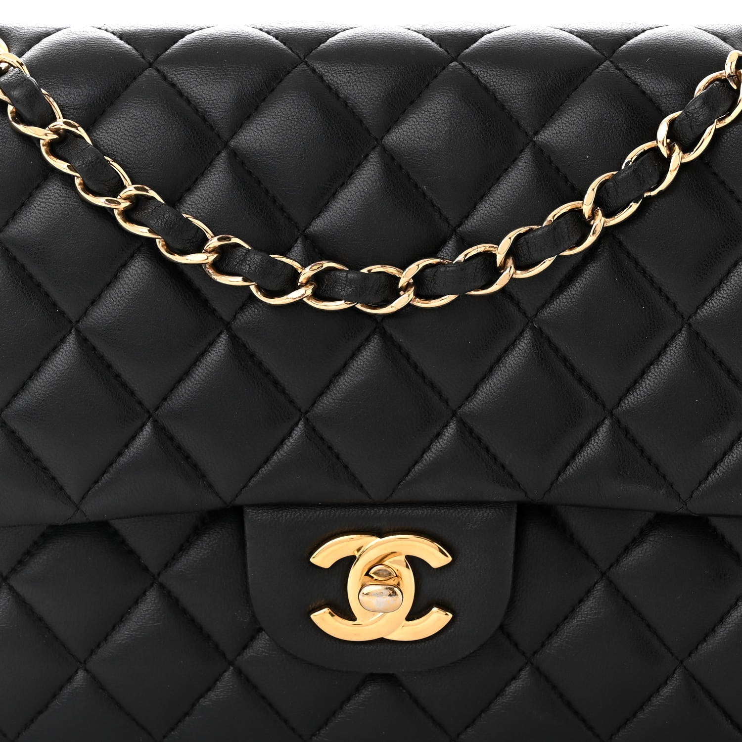 Chanel Lambskin Quilted Medium Double Flap Black 8 of 10