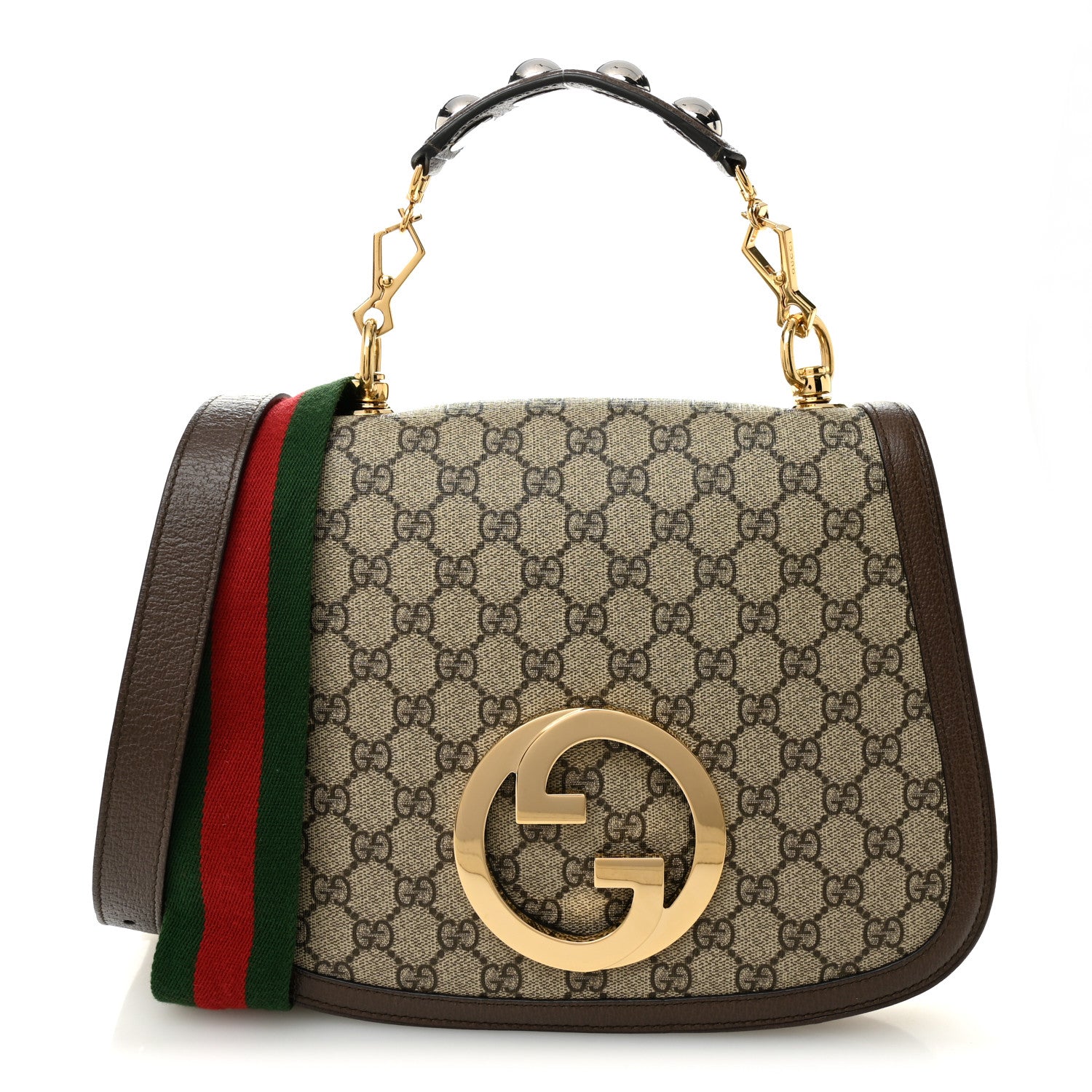 Gucci GG Supreme Monogram Textured Dollar Calfskin Web Medium