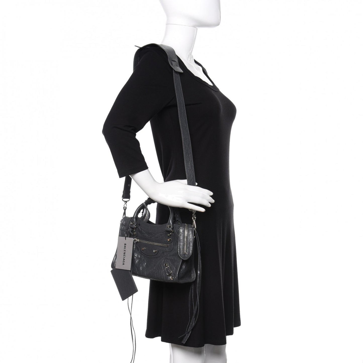 Agneau Classic Silver Hardware Mini City Gris Fossile