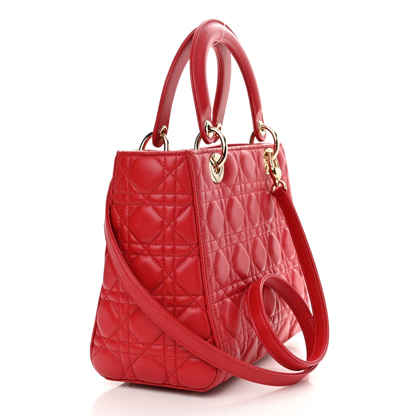 Lambskin Cannage Medium Lady Dior Red