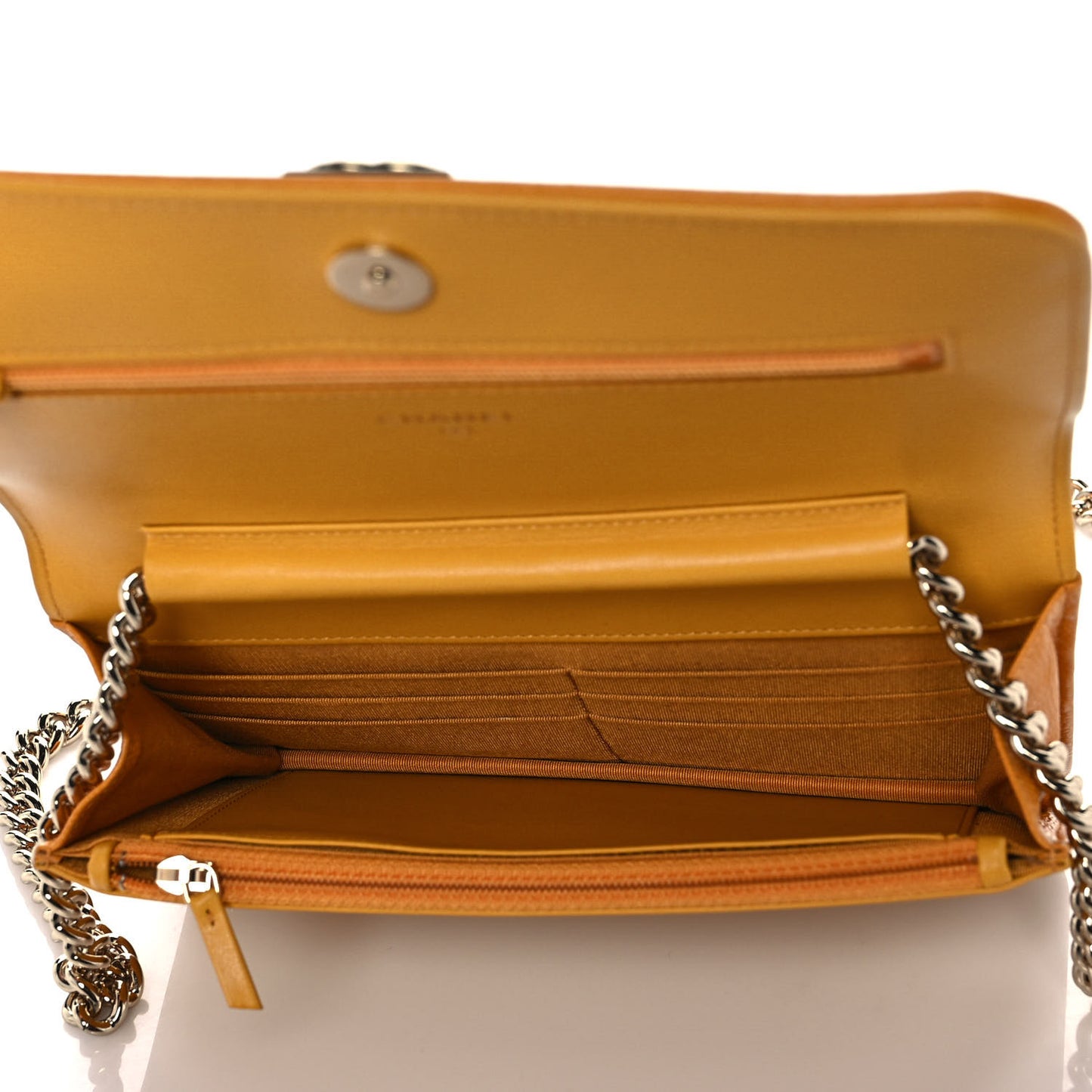 Caviar Quilted Boy Wallet On Chain WOC Yellow