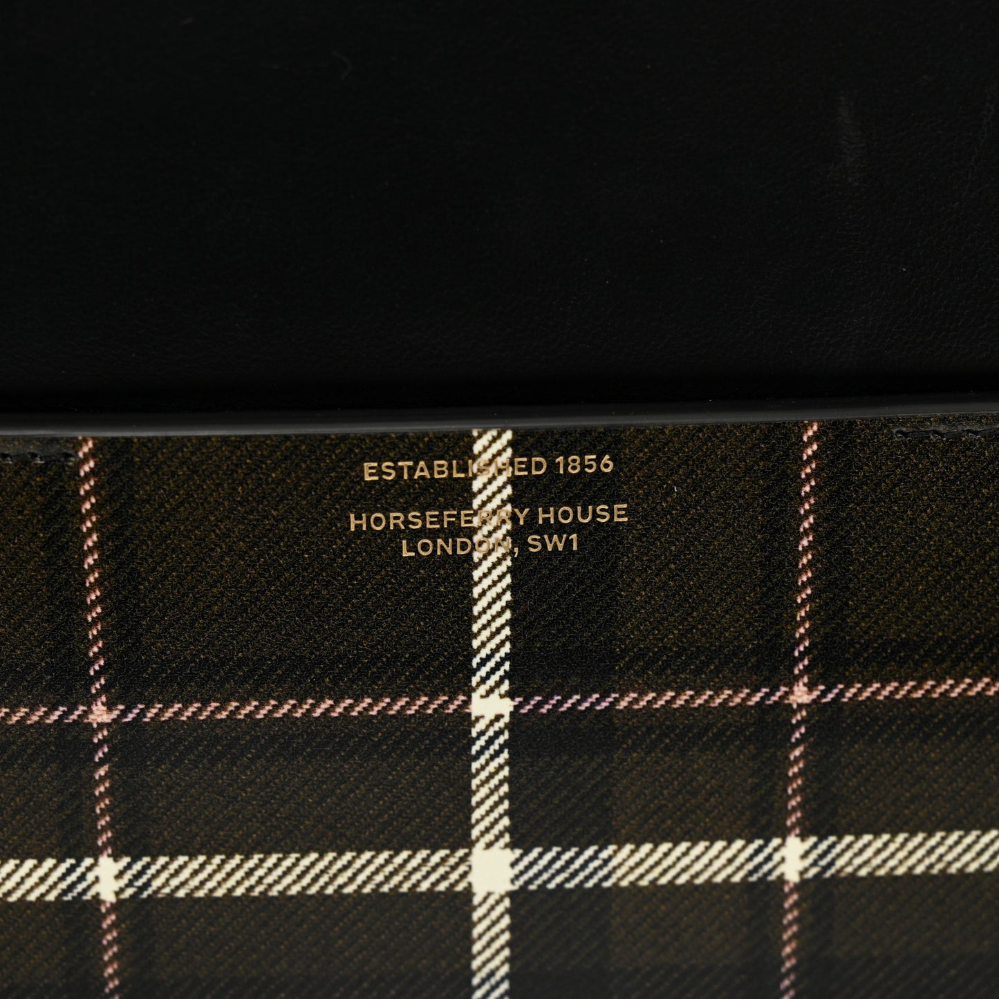 Calfskin Tartan Print Large Grace Bag Dark Green