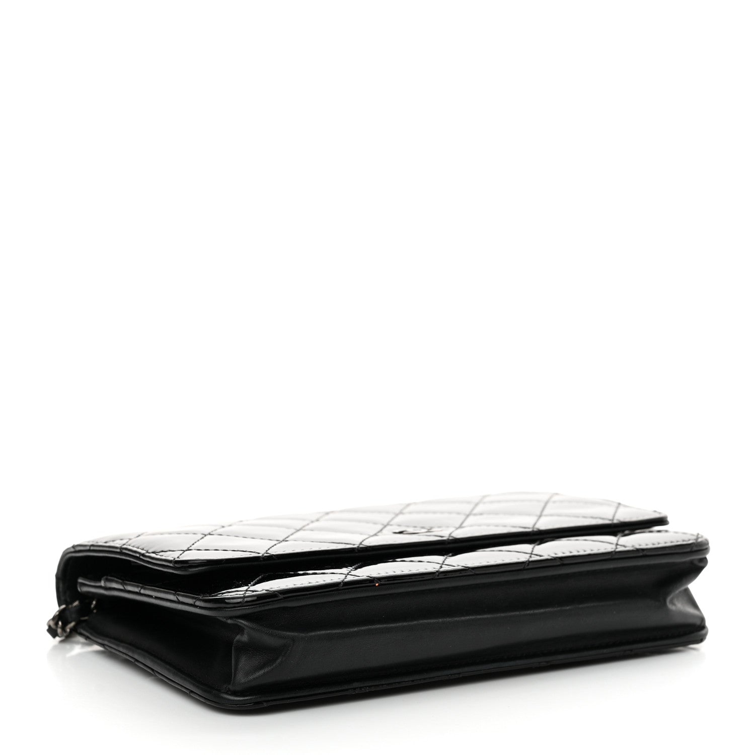 Chanel Patent Calfskin Quilted Wallet On Chain WOC Black 4 of 14