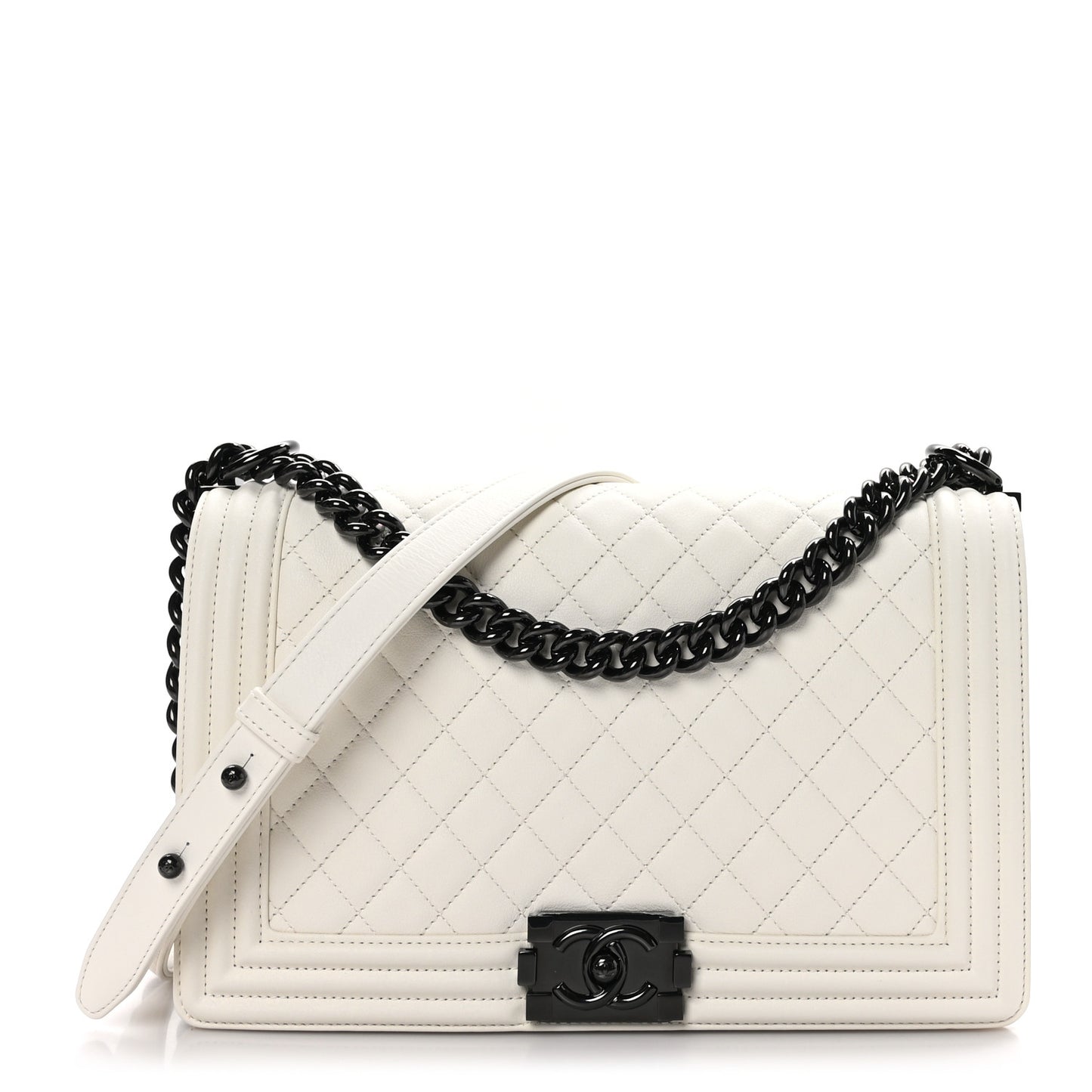 Calfskin Quilted New Medium Boy Flap Ivory